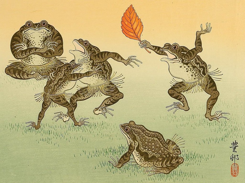 Frogs Wrestling, Ohara Koson, c. 1928-1930