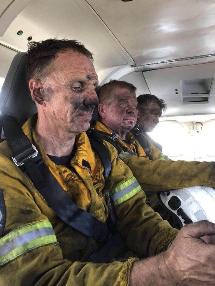 Australian firefighters who are fighting bushfires in Tasmania in degrees up to 116F
