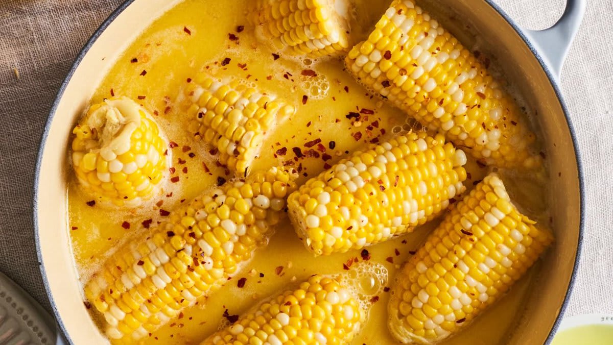 Spicy-sweet butter-bath hot-honey corn is an instant favorite:
