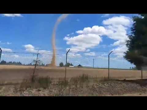 Person in Car Witnesses Dust Devil Originating From Field - 1201873