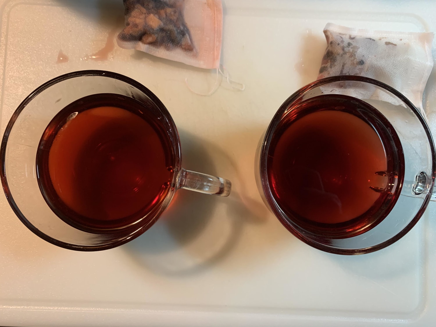 Retooling a tea flavor means trying different versions of it to get the ideal. Two different versions of a strawberry lemonade fruit tea. Taste testing is my favorite part of the day. What tea are you having today?