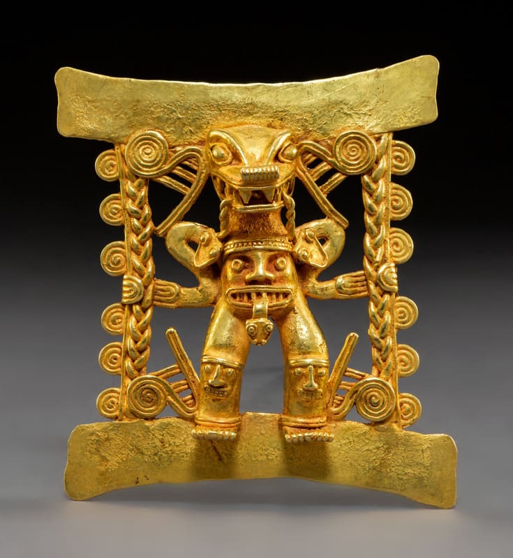 A Large Gold Pendant, Diquis Culture, Costa Rica, c. 700-1400 AD.