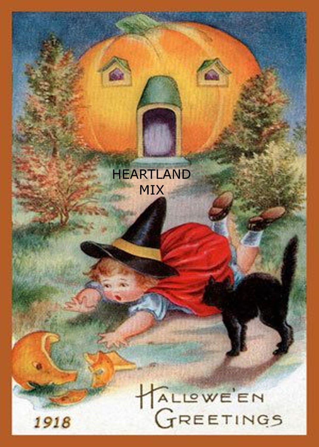 Vintage Halloween Pumpkin House Gift Tags/Cards/Wall Art Digital Image Instant Download Printable