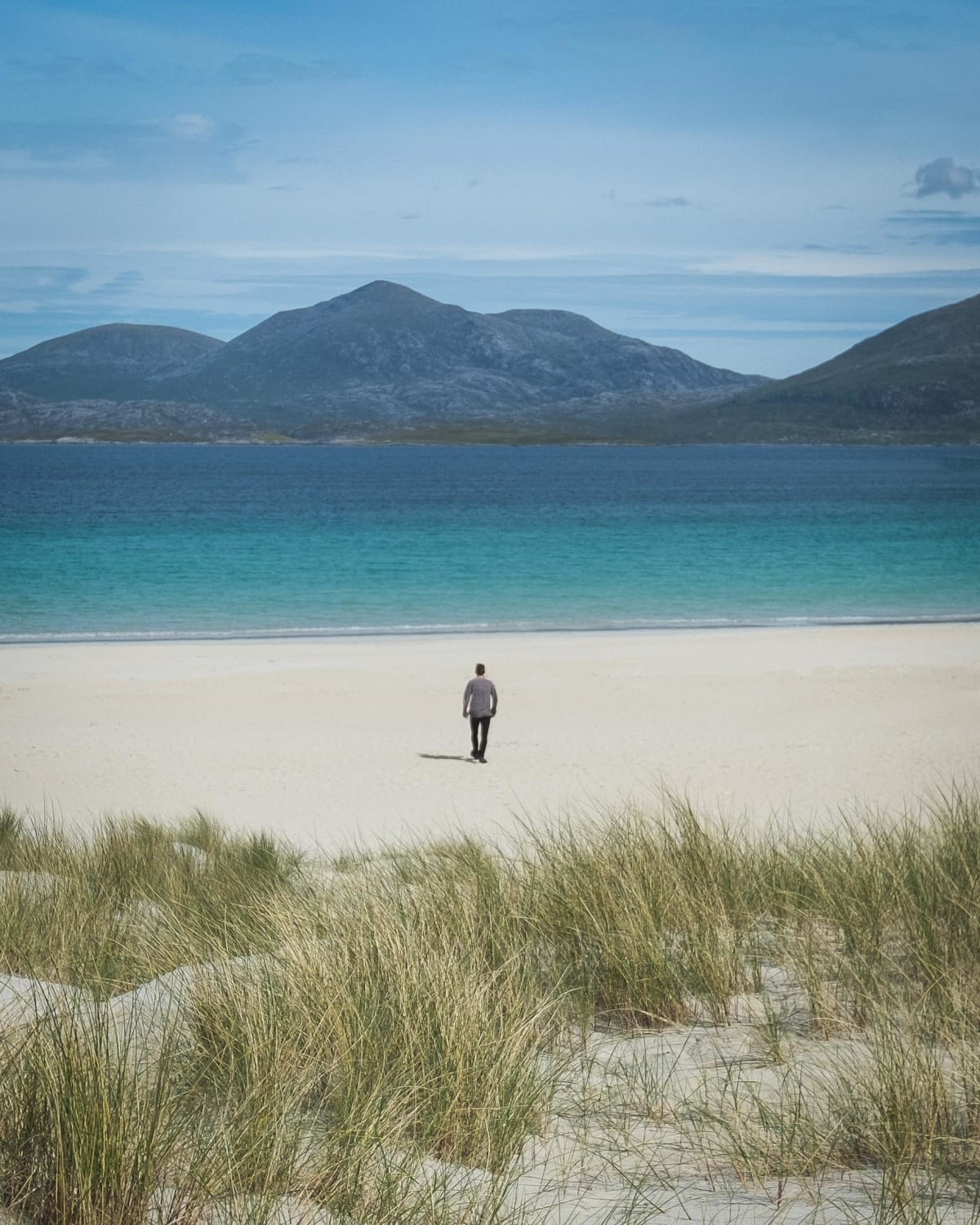 Luskentyre Beach, Isle of Harris, Scotland. Never did I expect to see such a tropical (but cold) scene in the North of Scotland