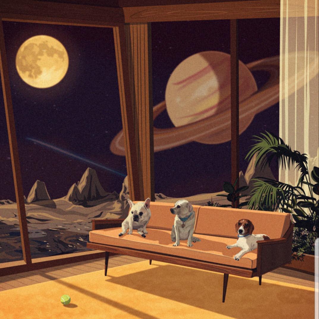 I love the beautifully illustrated vintage ads for futuristic homes. Made this artwork inspired by them