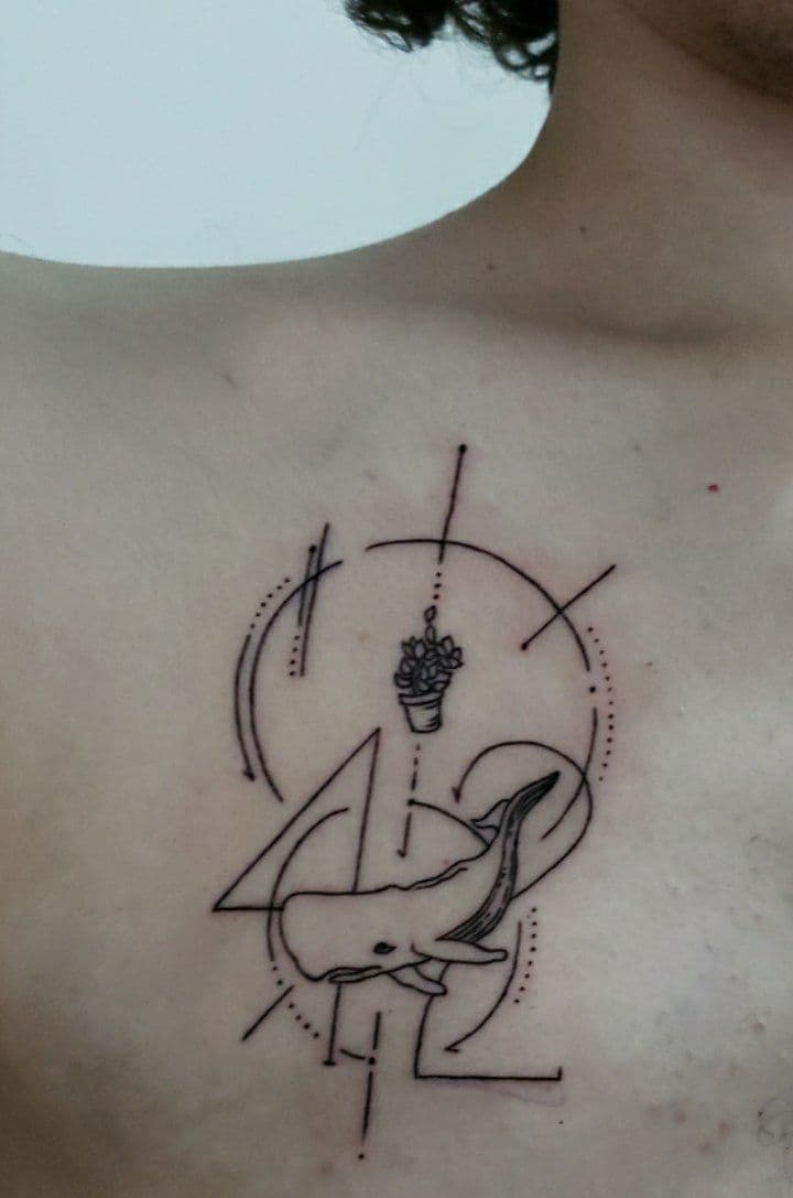 My first tattoo: Fine line The Hitchhiker's Guide To The Galaxy by @rdf.tattoo, Porto Velho, Brazil.