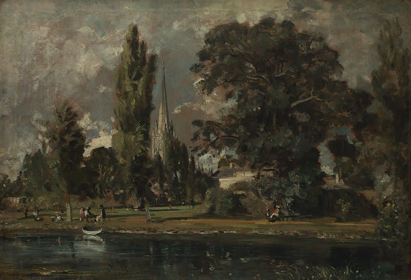 Constable painted Salisbury Cathedral many times from different viewpoints. This sketch was created during his six-week visit to Salisbury in the summer of 1820. On the right is Leadenhall, where Constable stayed with his friend, Archdeacon John Fisher:
