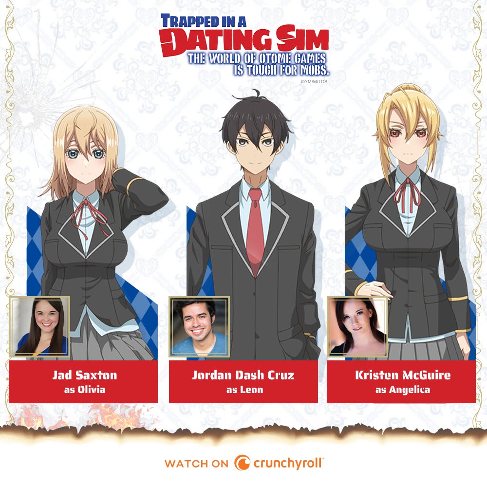 Imagine being reincarnated in an Otome game. Now imagine that game has it out for background characters. 😳 The English dub of Trapped in a Dating Sim premieres this Sunday! Leon - @DashCruzVA Olivia - @jadbsaxton Angelica - @KrisComics 💕 READ: