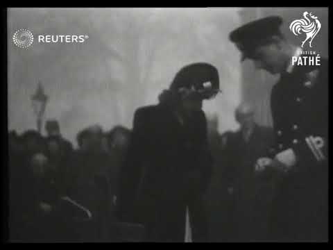 Princess Elizabeth and Lieutenant Philip Mountbatten visit soldier graves at the Field of ...(1947)