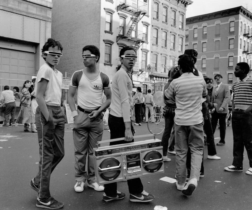 Boys with Boom Box, 14th Street, New York, 1983, by Morris Engel