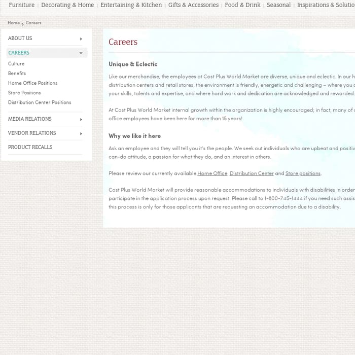 Mix Careers Cost Plus World Market