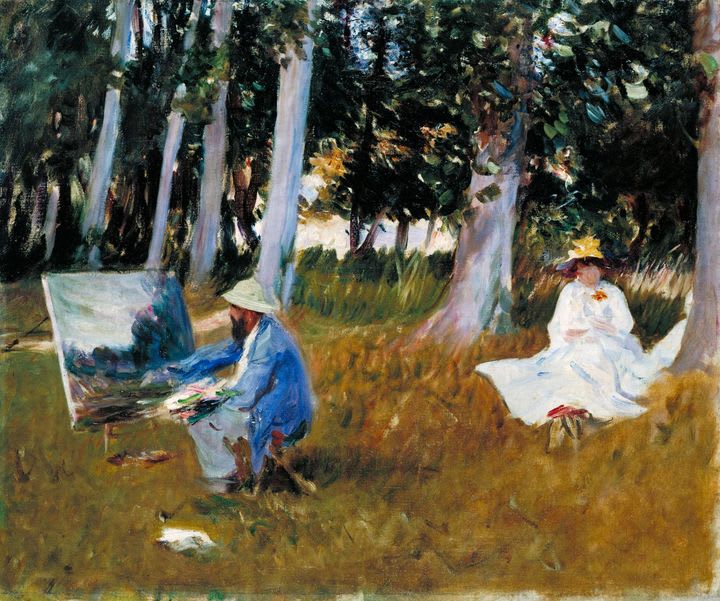 ArtWords: The French term 'plein air' means out of doors & refers to completing paintings outside. John Sargent admired the way that Claude Monet worked en plein air. Here he captures Monet's methods, and the patience of his wife, then Alice Hoschedé.