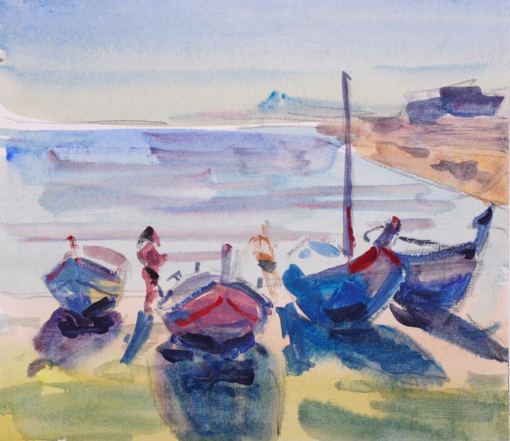 Vilassar de Mar, en plein air watercolor