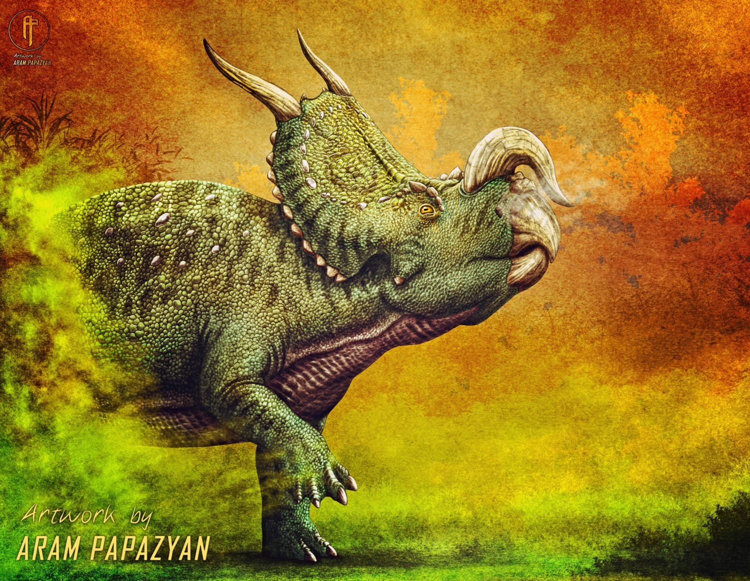 Latest digital paleo illustration. Einiosaurus procurvicornis. Such a fun ceratopsian to draw.