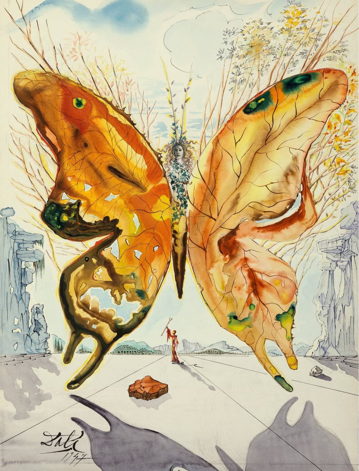 Salvador Dali - Venus Butterfly, 1947. Gouache, watercolour, India ink, pencil and collage on card.