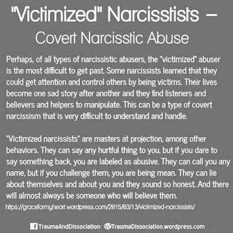 Extreme “victimized narcissistic” – covert abuse: lies and manipulation