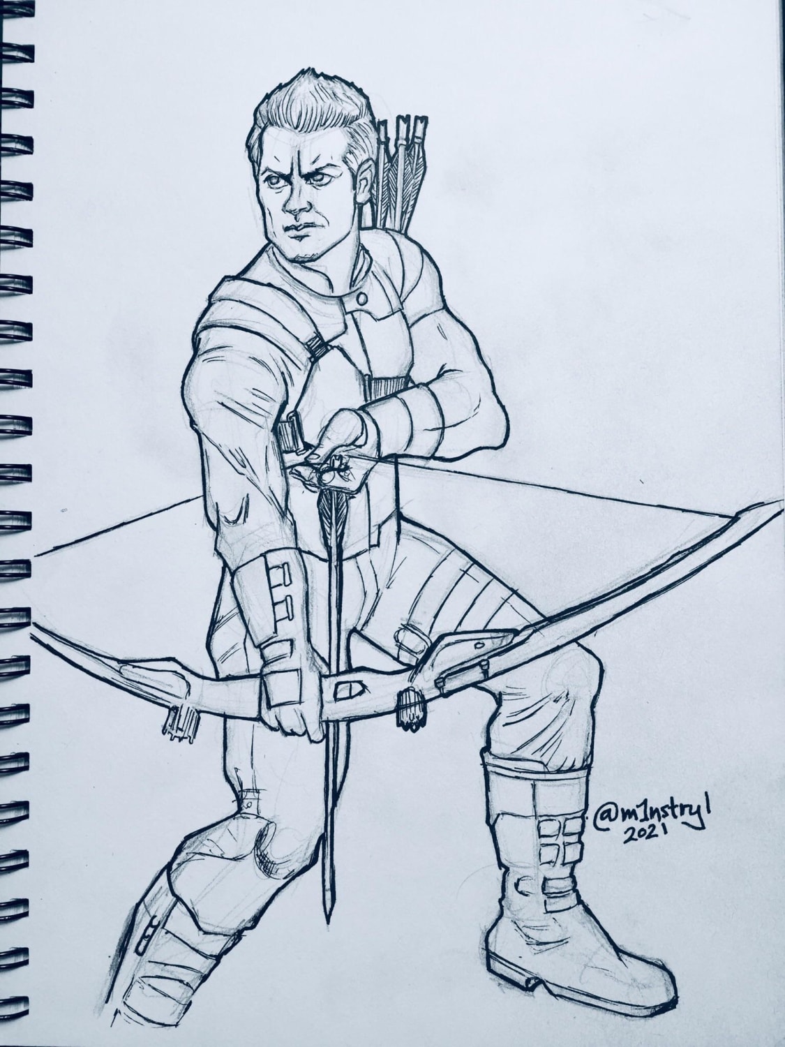 Today, my son asked me to draw Hawkeye.
