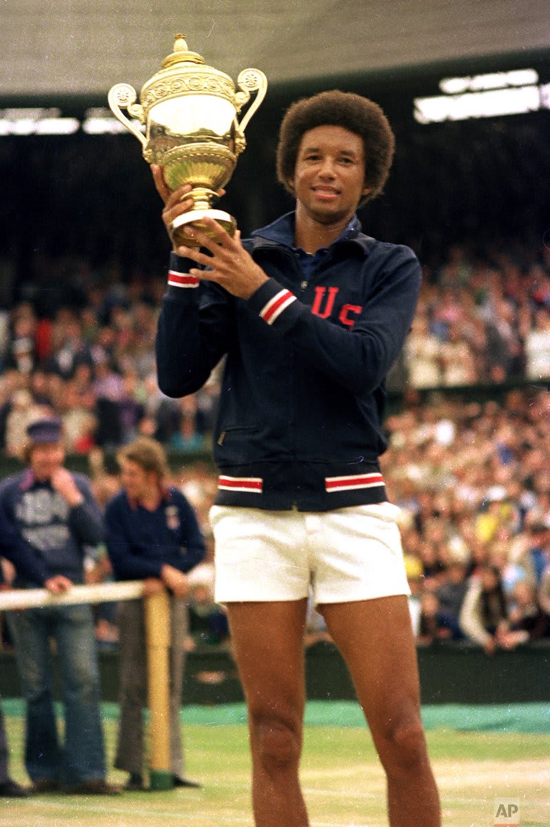 45 years ago today, Arthur Ashe became the first Black man to win a Wimbledon singles title as he defeated Jimmy Connors, 6-1, 6-1, 5-7, 6-4.