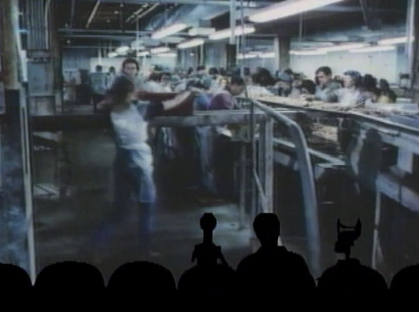 Crow: [Announcer voice.] Grantsburg, Wisconsin. Workers chafing under the spiked heel of capitalism. ** Grantsburg is a tiny town in Burnett County, Wisconsin, population about 1,400. ** MST3K #324 - Master Ninja II
