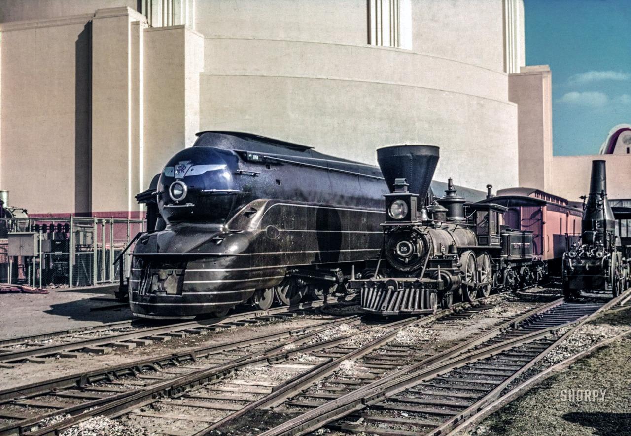 New York World’s Fair (1939-40), railroad exhibit of historic locomotives.