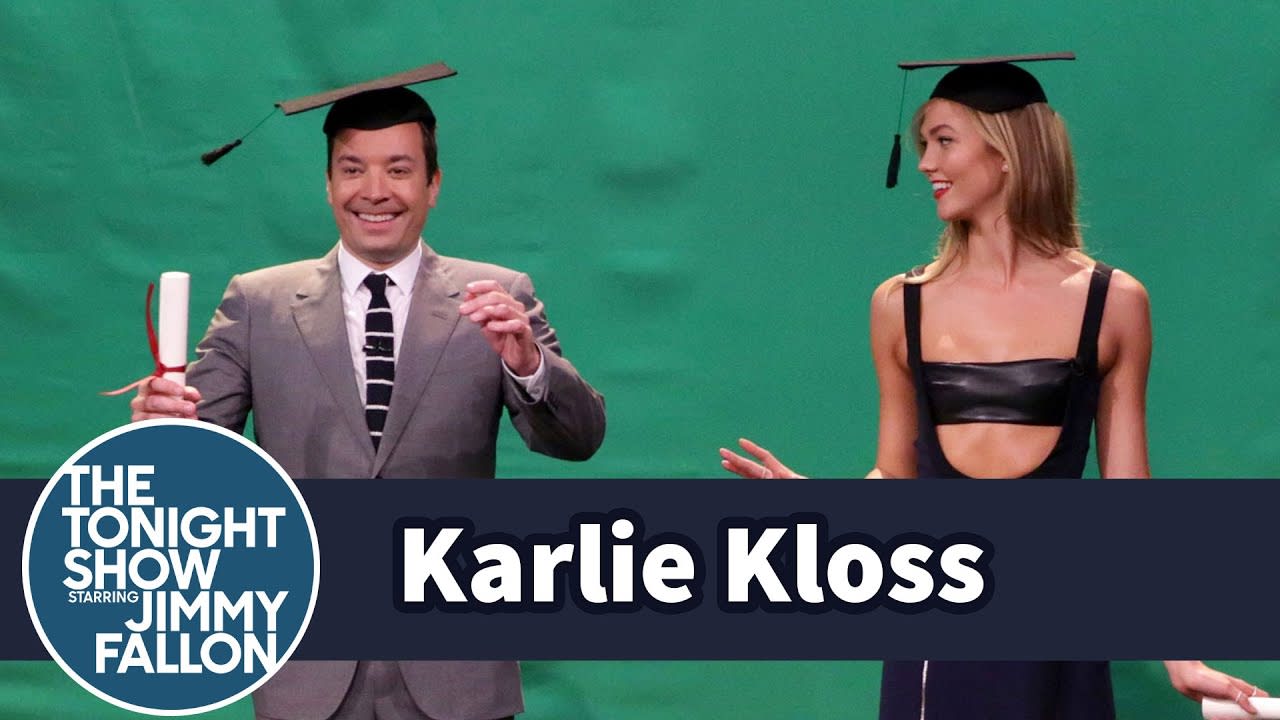 Karlie Kloss Teaches Jimmy to Pose in Midair