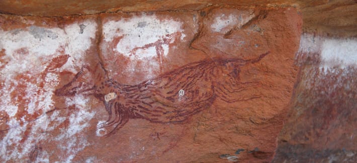 A previously unknown Aboriginal rock art style discovered in Australia’s West Arnhem Land depicts the changing environment some 10,000 years ago. One panel shows the now-extinct Tasmanian tiger that once lived in the region when it was drier.
