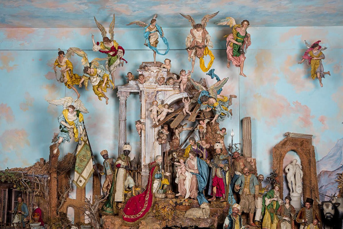 Visitors can still see our 18th-century Neapolitan crèche—now through this Sunday, January 9. To the right of the Holy Family and magi stands the old god Hercules, protected by remains of a ruined archway. Learn more in the article "Ruins and Rebirth":