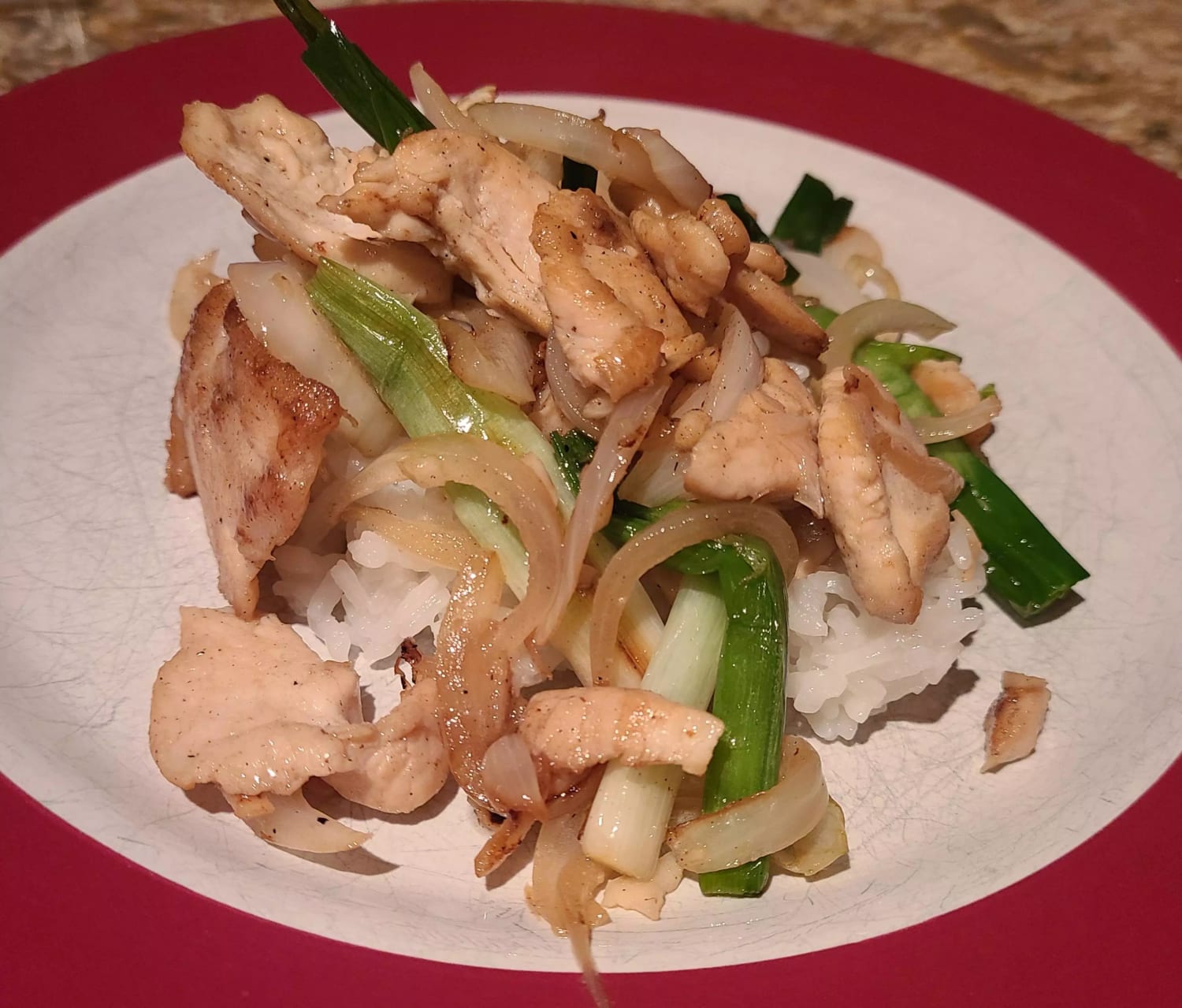 Inspired by a post by u/CharlieA44, my offering of SE Chicken with Scallions and Onions