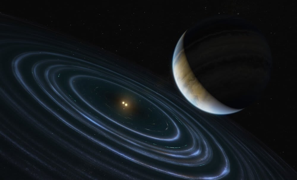 Astronomers find a far-flung exoplanet circling two stars, and it seems to have an orbit similar to the solar system's hypothetical Planet Nine.