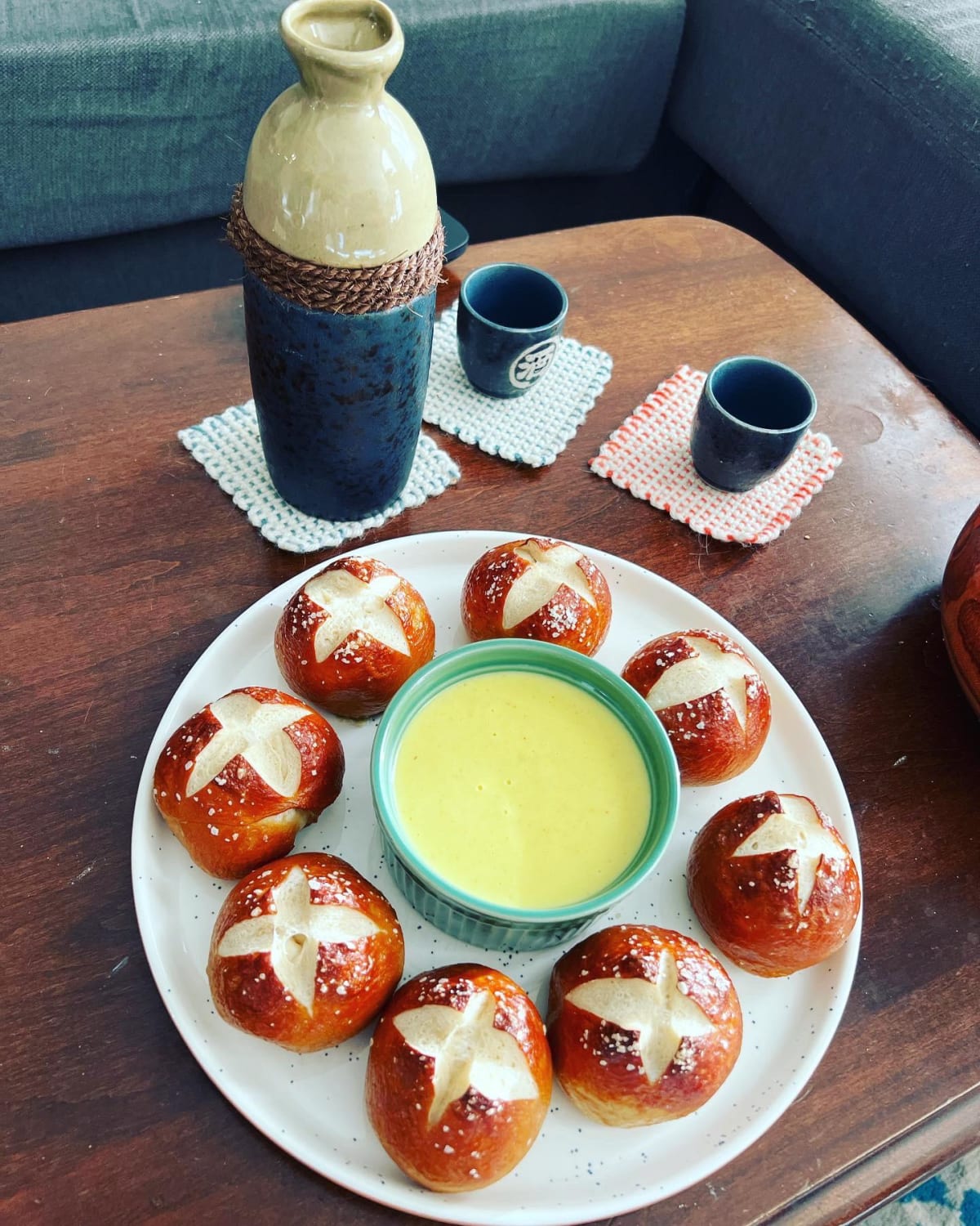 [Homemade] Pretzels and Curry-Gruyère Cheese Sauce