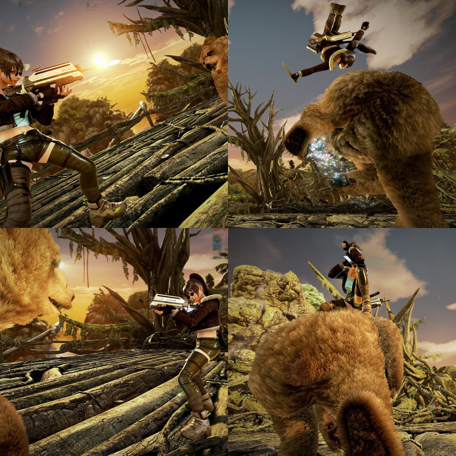 Lara Croft defends herself from a wild bear
