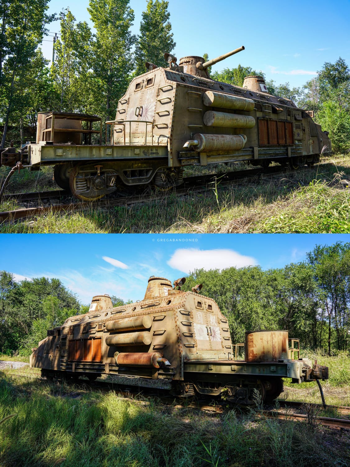Armoured train found in the abandoned movie set (real train)
