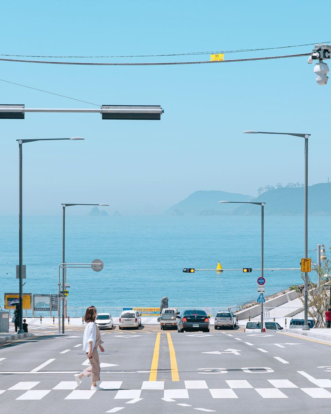 Crosswalk next to the sea, Busan, South Korea