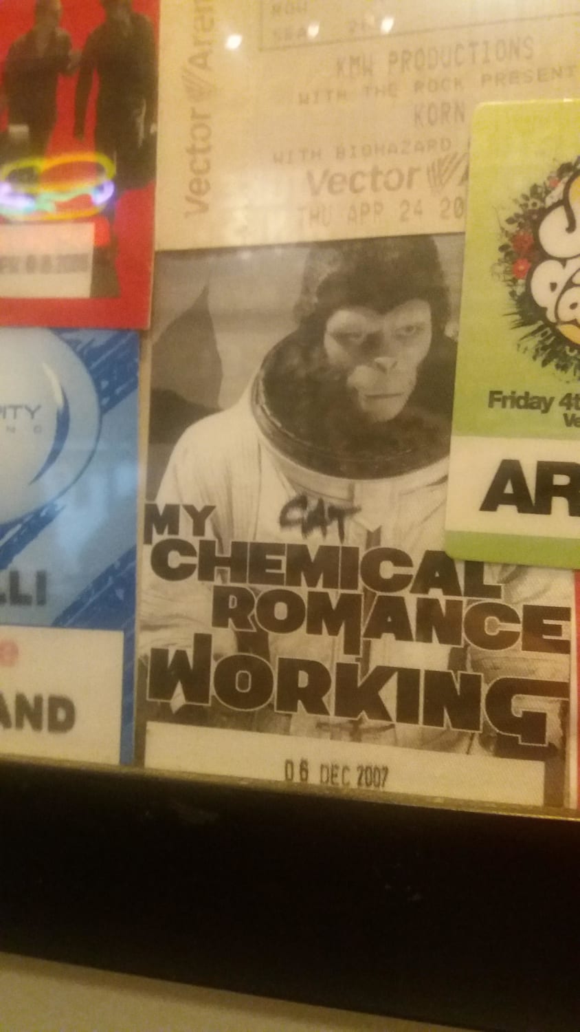 Hello everyone, this has been wracking my brain for a while. Does anyone else remember the part of the My Chemical Romance visual universe that included an astronaut chimpanzee/monkey? I can't find anyone else talking about this, it might have just been some New Zealand promotional thing.