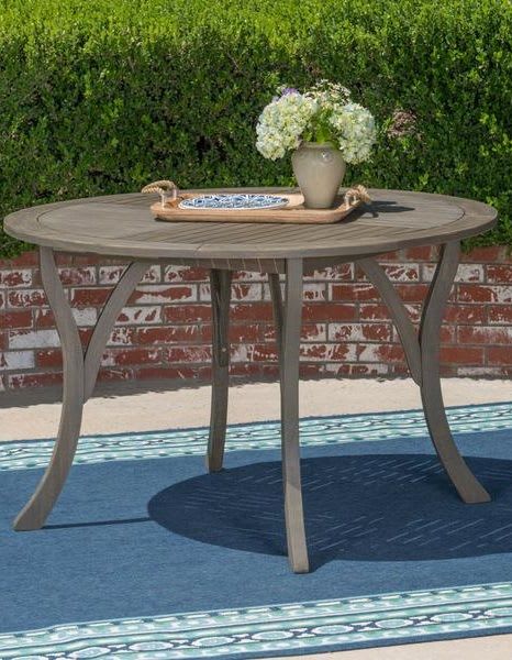 47-inch Round Acacia Wood Dining Table – Teak | Acacia wood table, Wood dining table, Acacia wood