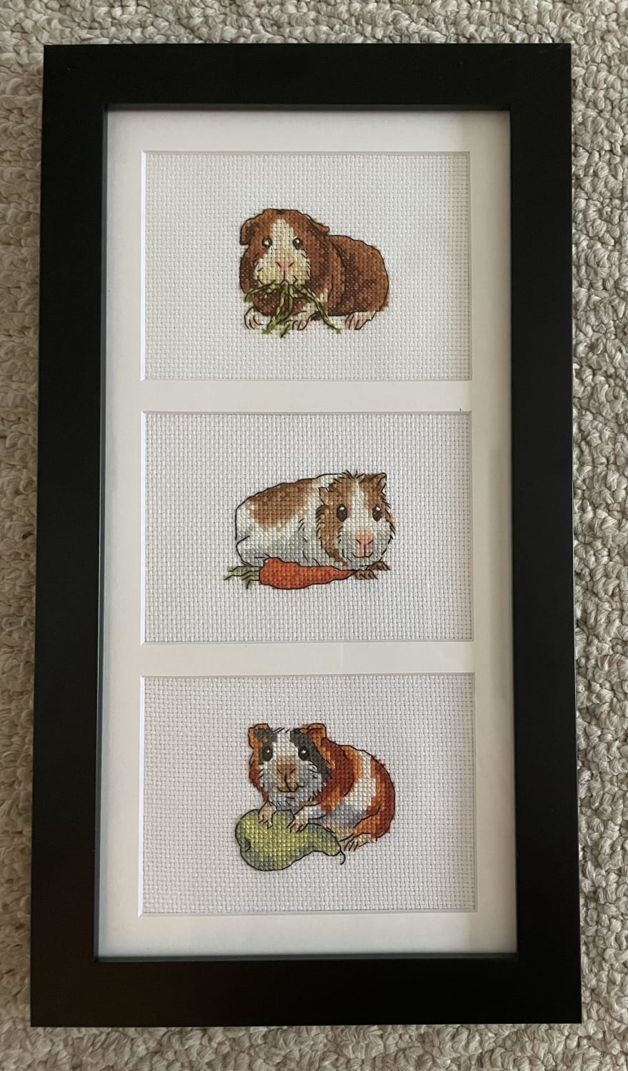 [FO] trio of Guinea pigs I stitched while sitting with my wife in her chemo sessions