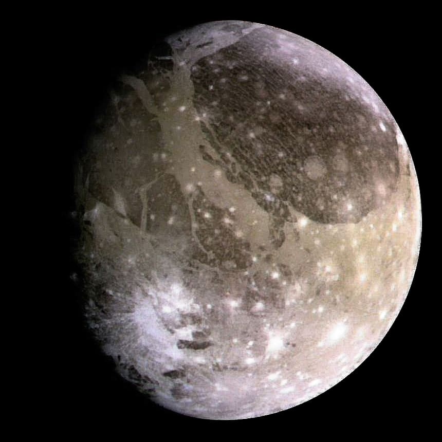Hello, old friend. This afternoon, NASA's Juno spacecraft flew within 650 miles of Jupiter's moon Ganymede. This flyby is the closest we have gotten to the largest moon in our solar system since a flyby by the Galileo spacecraft in 2000. (Image by Galileo.)