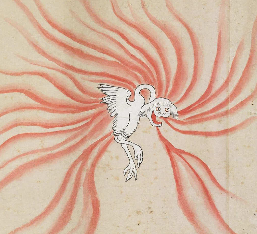 Some of the many wonderful shapeshifting "monsters" from Japanese folklore featured on a painted scroll known as the Bakemono zukushi (18th or 19th century). See more here of its ghoulish delights here: