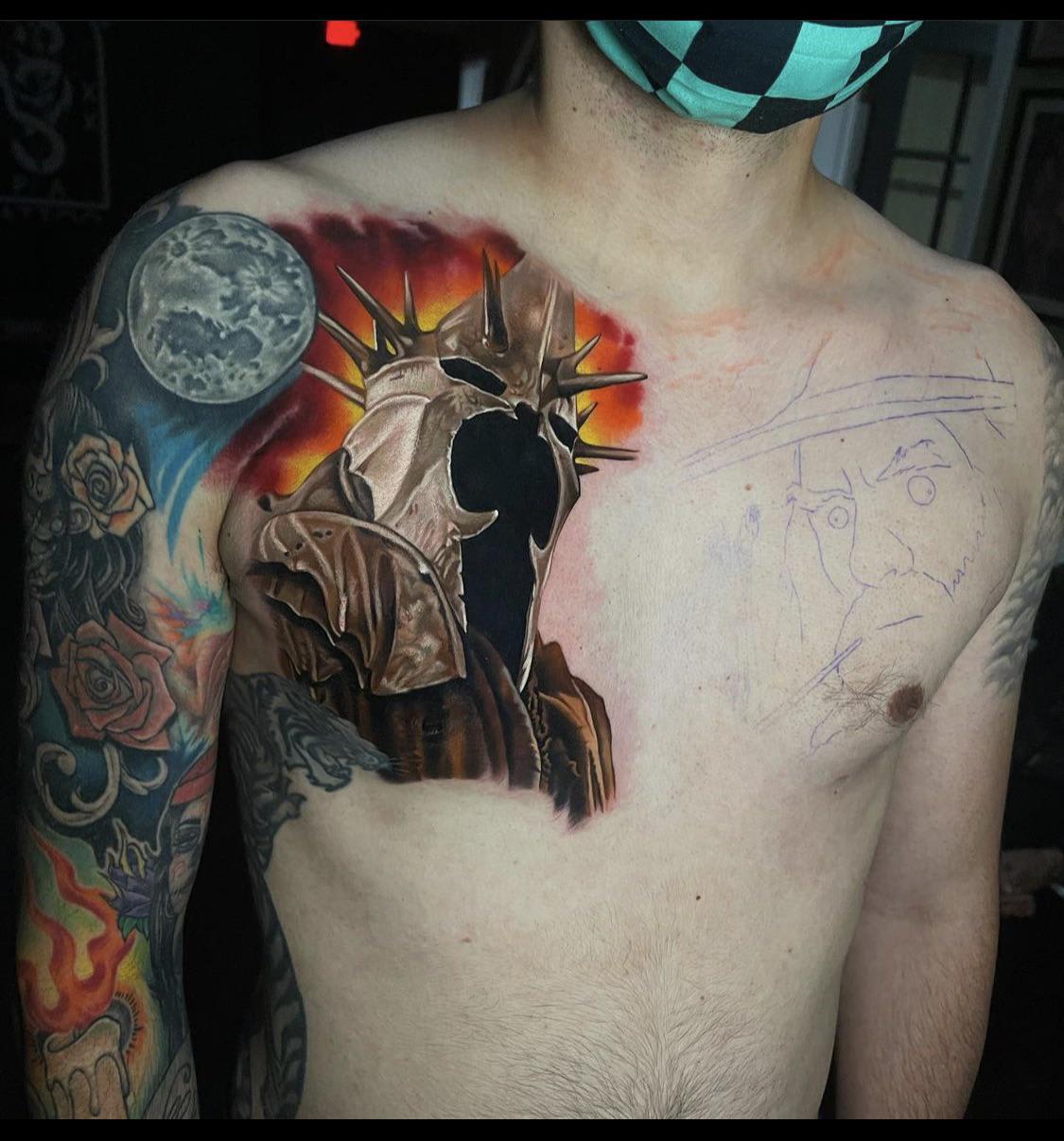 Start of a LOTR full torso. Done by Paul Marino at Fern and Fang in Jenkintown, PA
