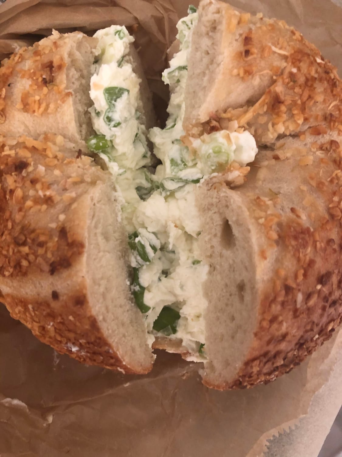 [I ate] New York Onion Bagel with Stallion Cream Cheese