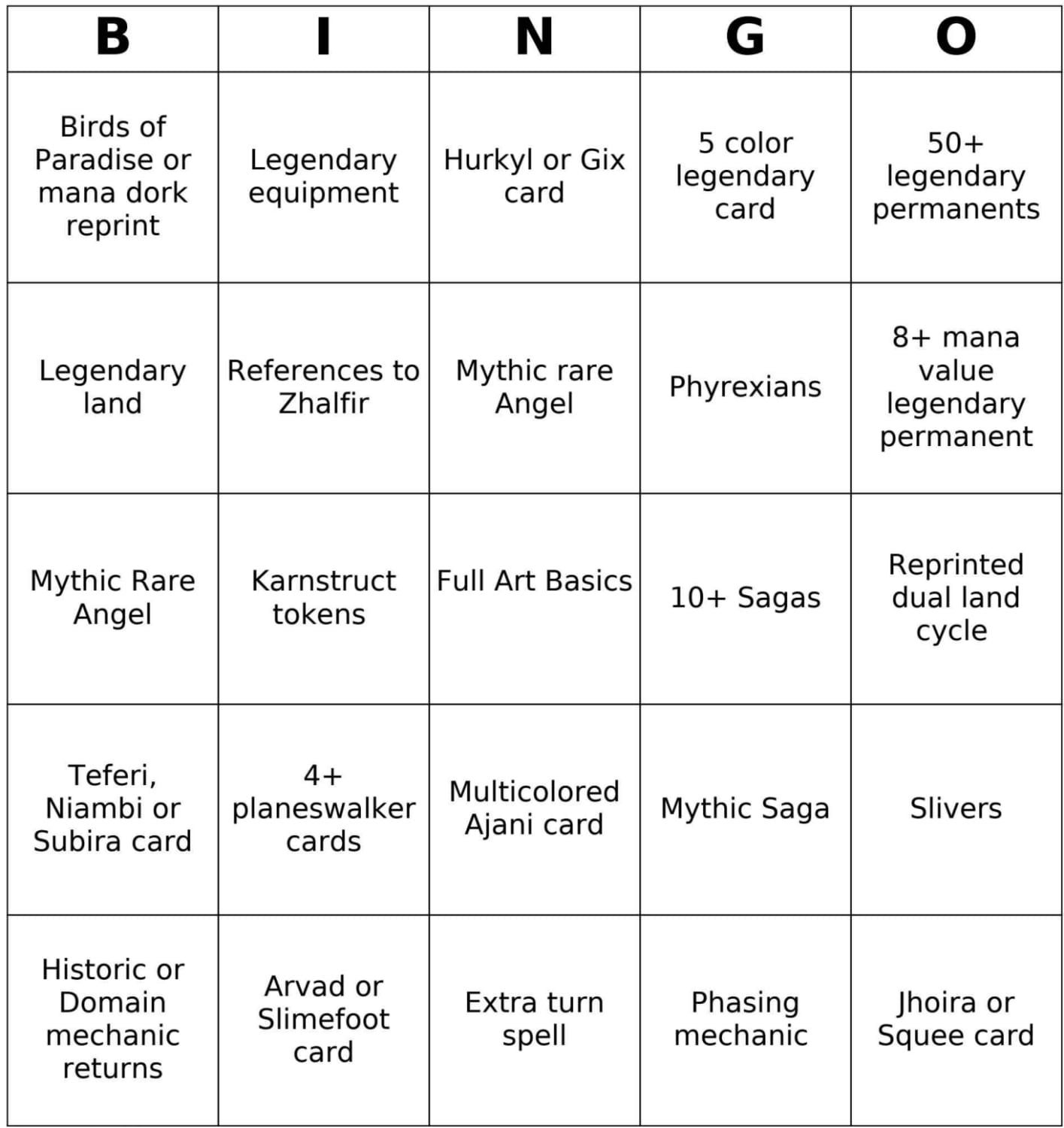 Dominaria United Bingo sheet final version (updated based on your feedback)! Dominaria Season is here! Which predictions do you think will be correct? Any final predictions? What are you looking forward to the most from this set?
