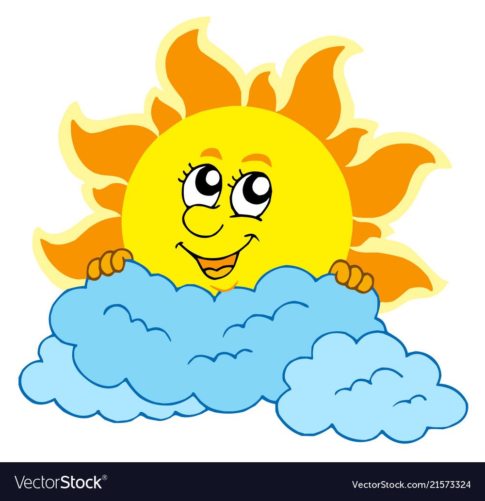 Cute cartoon Sun with clouds - vector illustration. Download a Free Preview or High Quality Adobe Illustrator … | Cartoon sun, Art drawings for kids, Cartoon clouds