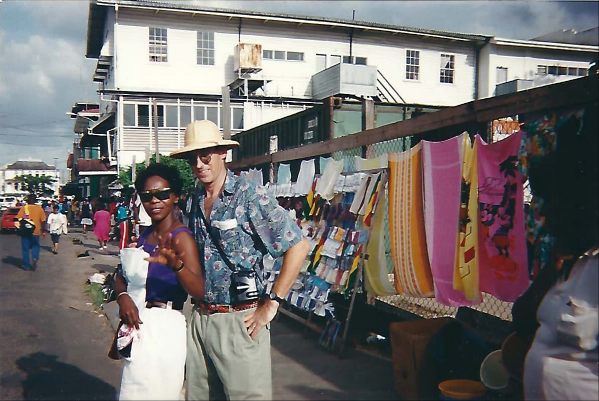 My parents exploring the streets of St Lucia (we think?) late 1980s