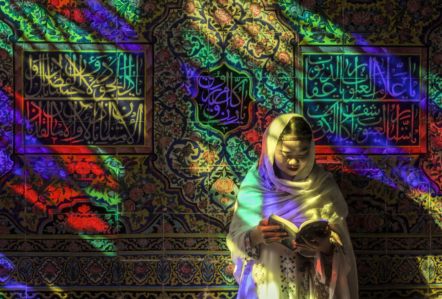 Woman in Nasir-ol-molk Mosque. Shiraz, Iran
