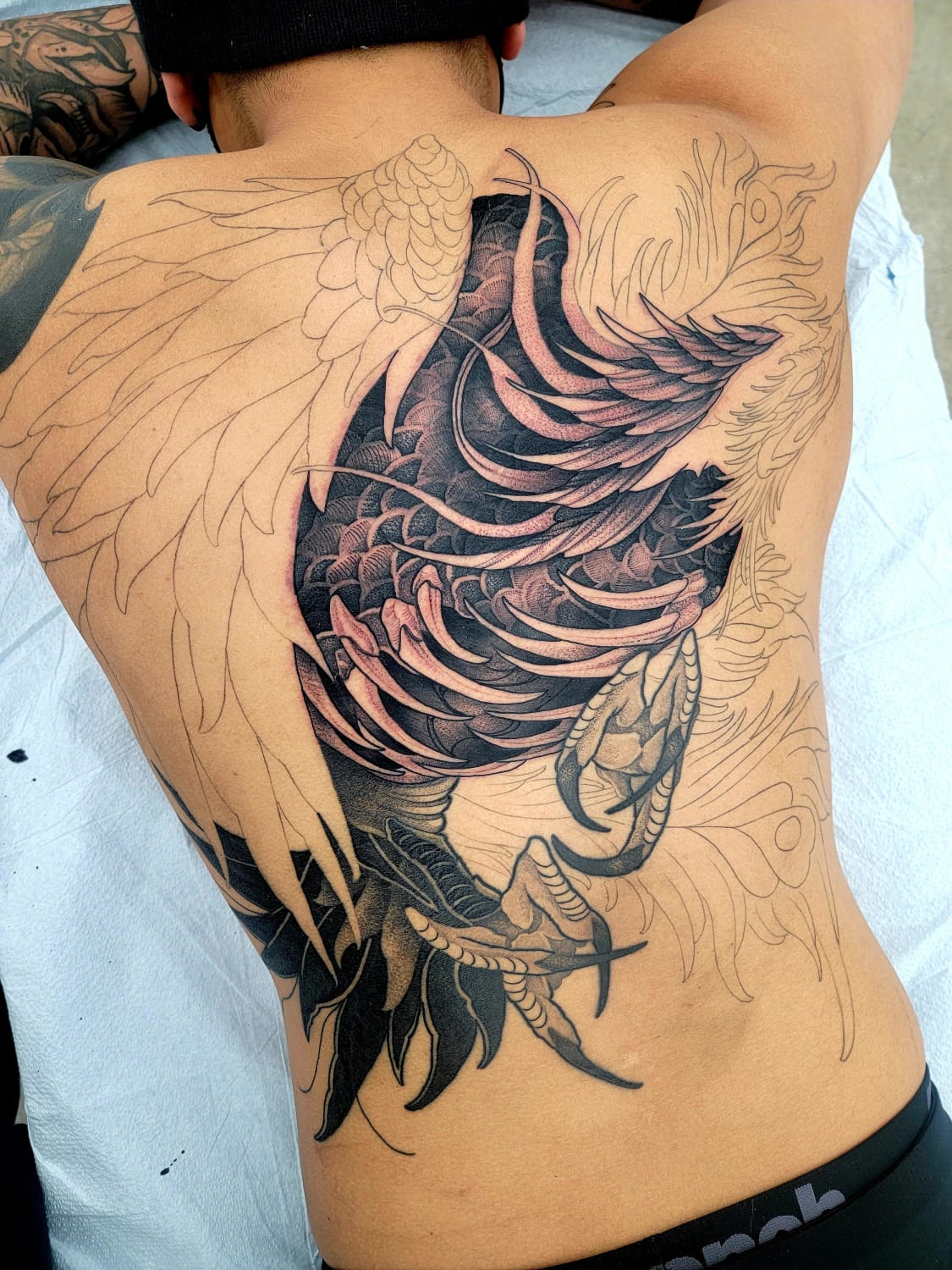 Progress on Phoenix. Done by felipexsanto at ink & water mississauga