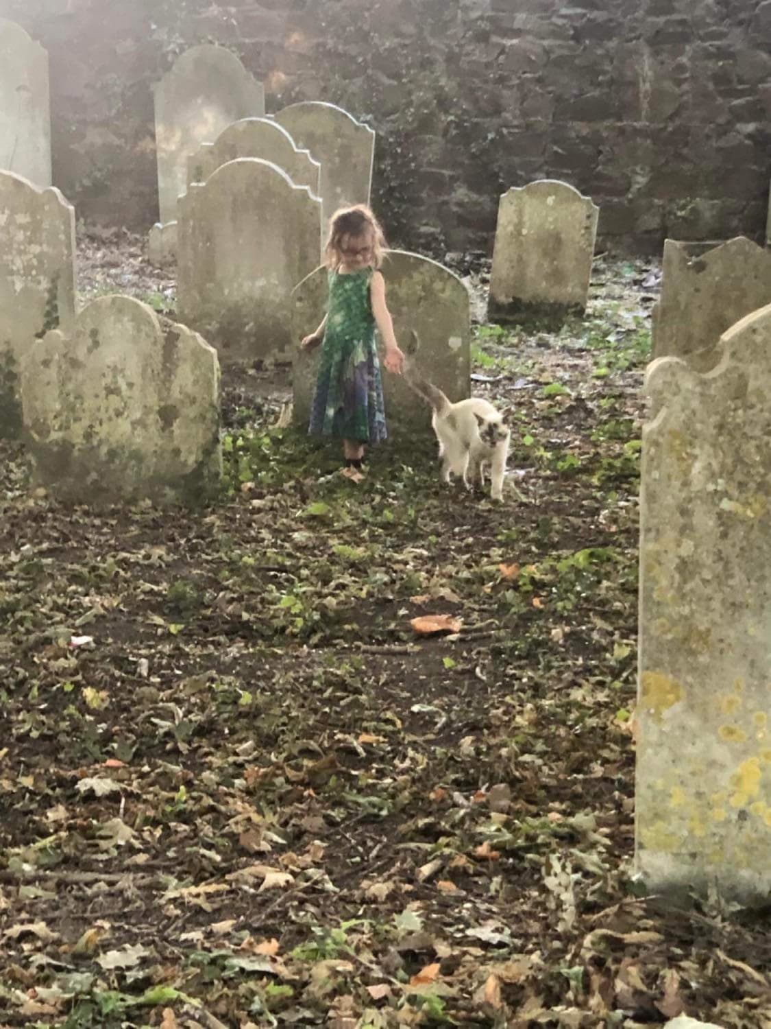 Thought you all might appreciate my goddaughter making friends with a cat in an ancient graveyard…she is growing into such a lovely little witch 🧙‍♀️ (photo courtesy of her mother)