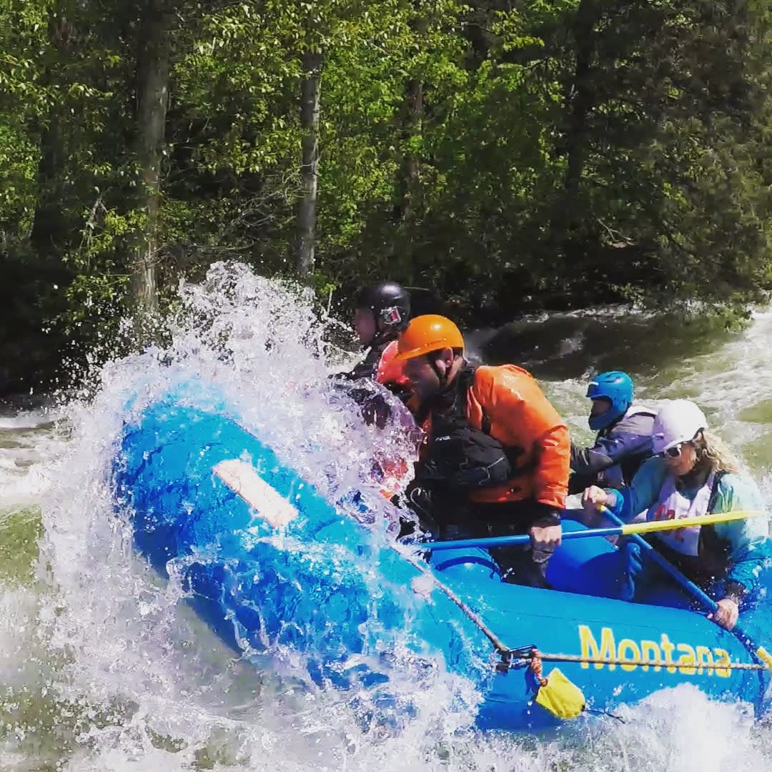 A whitewater rafting race in Bigfork Montana