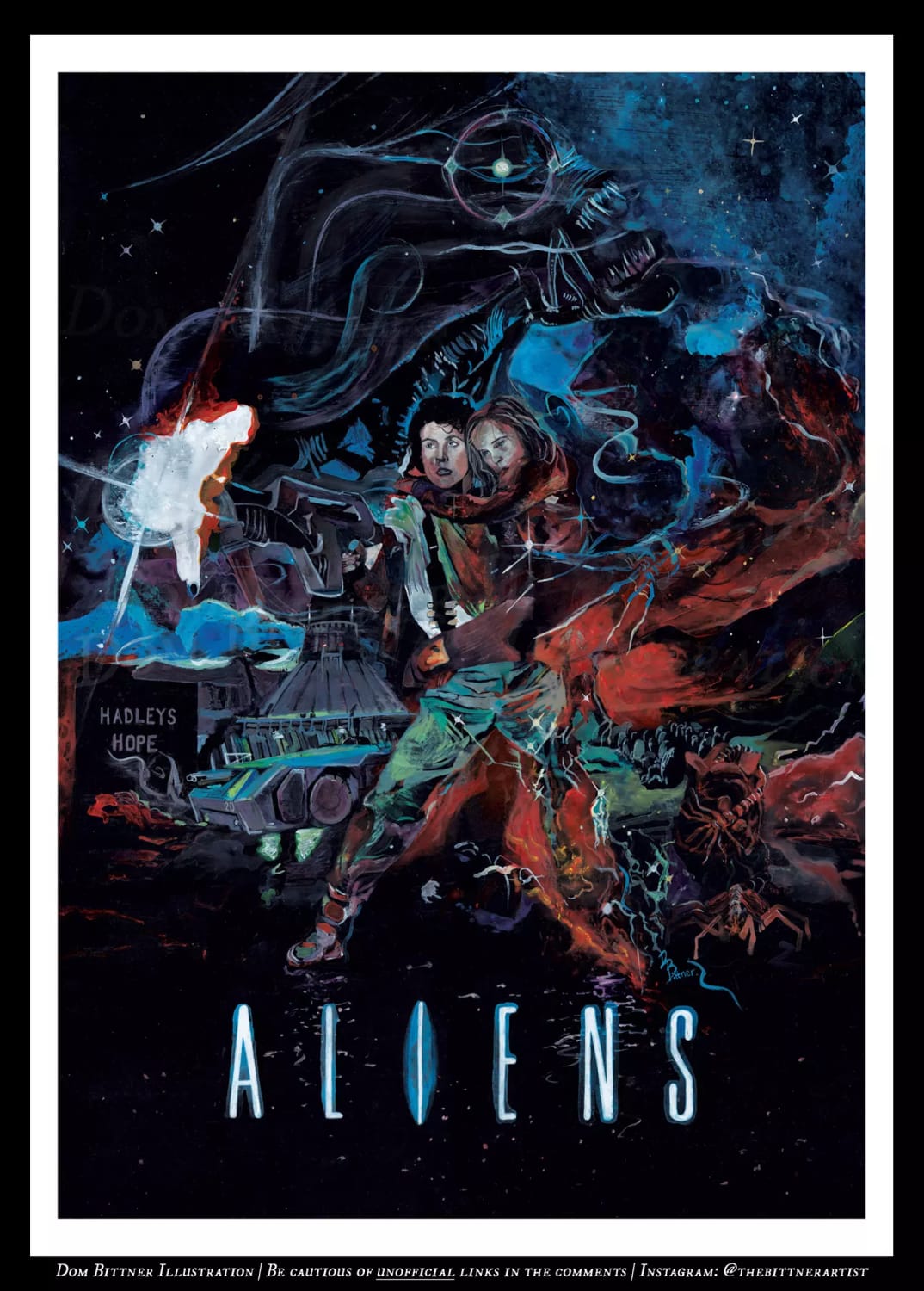 I've finished painting an alternative poster for Aliens (1986).
