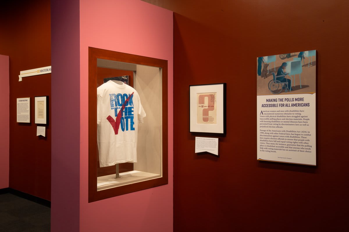 Today is National Voter Registration Day! This "Rock The Vote" t-shirt was presented to President Clinton at a “Motor Voter” bill signing ceremony in 1993. It's part of our RightfullyHers exhibit. 1/6
