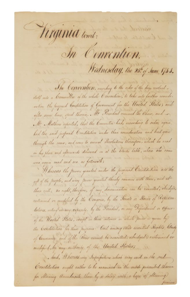 Just in time for Independence Day, Sotheby's is auctioning a crucial precursor to the Bill of Rights that could sell for $5 million: